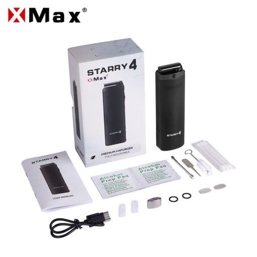 Contenu du coffret Vaporisateur Starry V4 noir avec accessoires inclus Contenu du coffret Vaporisateur Starry V4 noir avec accessoires inclus